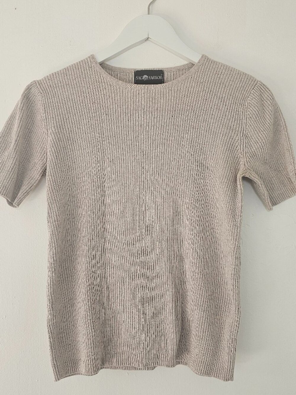 Sag Harbor Ribbed Short Sleeve Crewneck Tee - Light Taupe